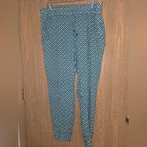 French Laundry Teal and White Geometric Joggers